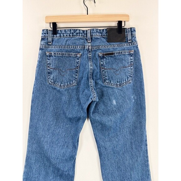 Harley Davidson Womens Jeans Blue Denim Straight Mid Rise Moto Y2K Size 6 Tall - Picture 12 of 13